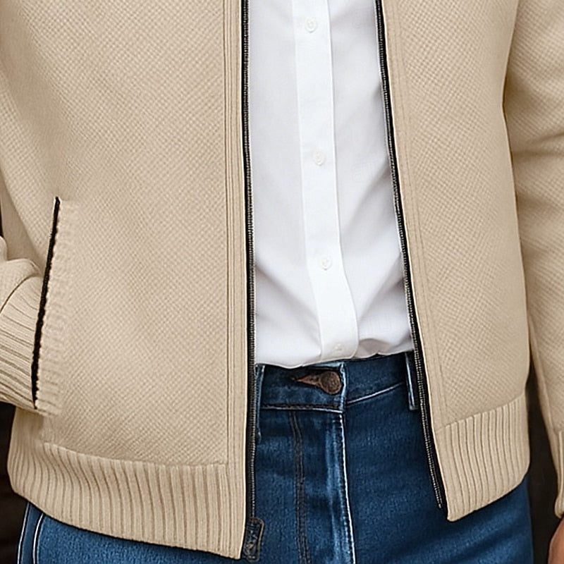 Stand Collar Knit Cardigan Sweater with Pockets for Men - View 3