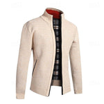 Stand Collar Knit Cardigan Sweater with Pockets for Men - View 5