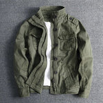 Stand Collar Military Field Jacket with Flap Pockets for Men