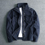 Stand Collar Military Field Jacket with Flap Pockets for Men - Blue
