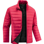 Stand Collar Quilted Winter Puffer Jacket with Full Zip for Men - Pink