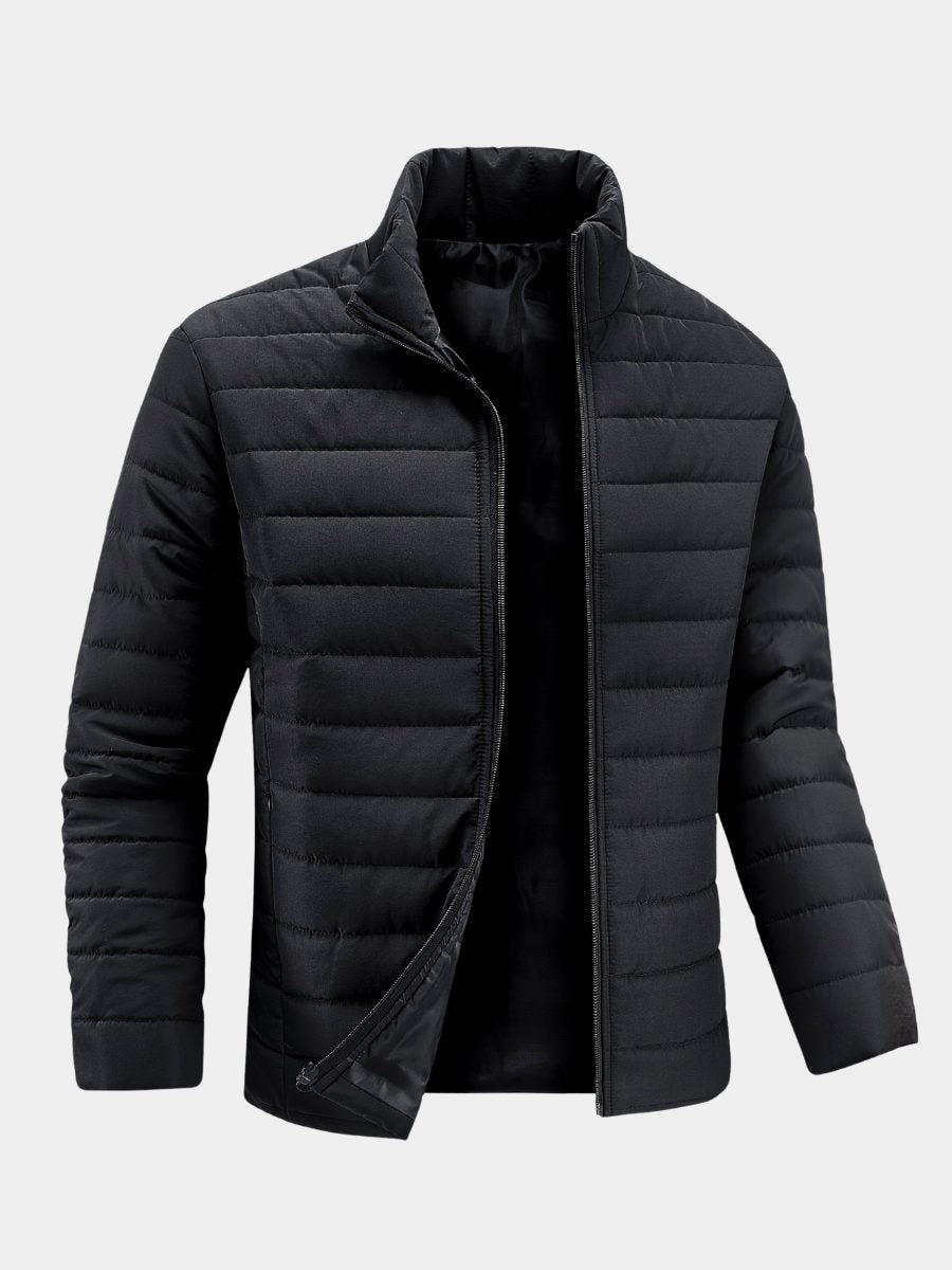 Stand Collar Quilted Winter Puffer Jacket with Full Zip for Men - View 4