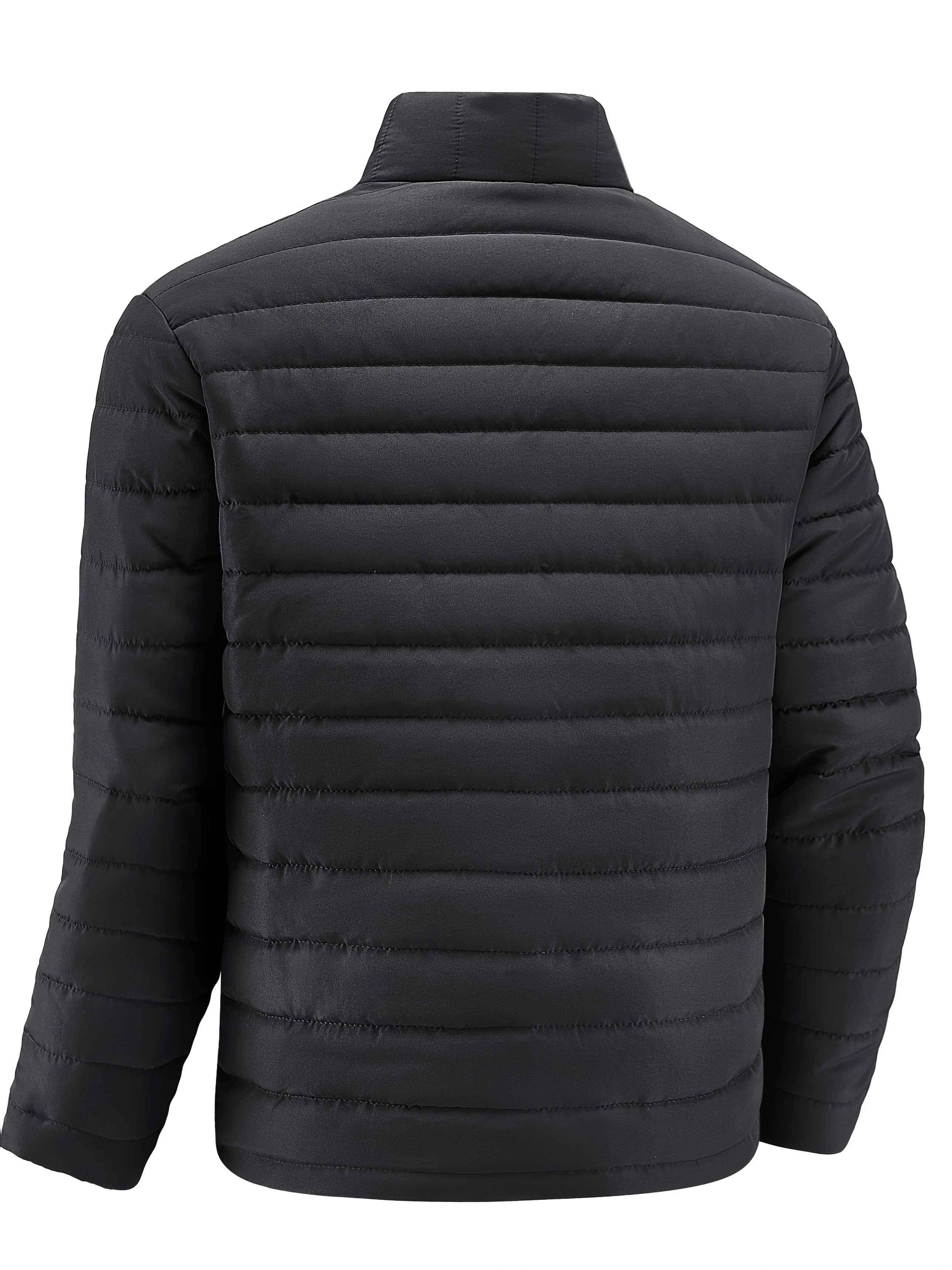 Stand Collar Quilted Winter Puffer Jacket with Full Zip for Men - View 5