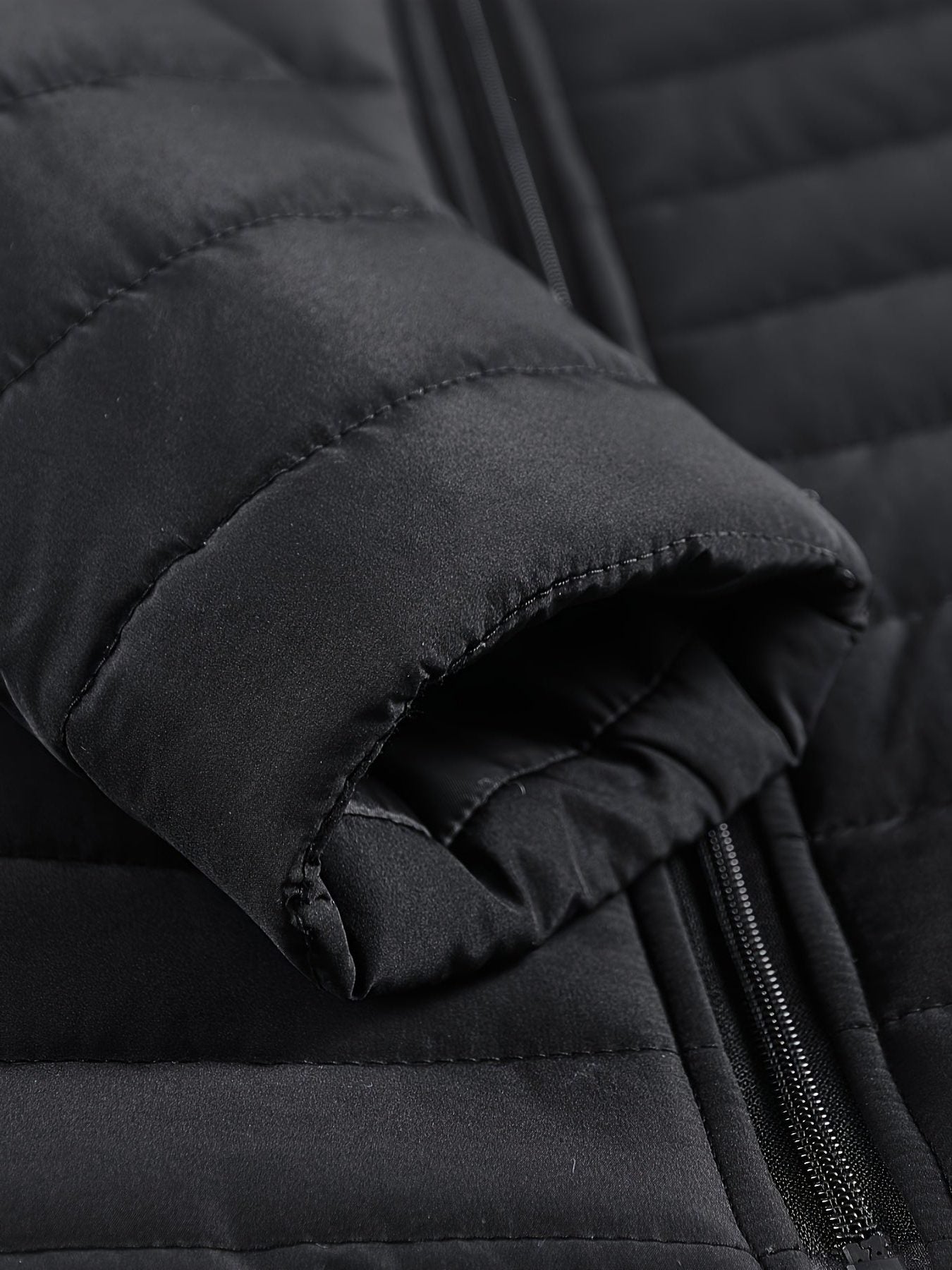 Stand Collar Quilted Winter Puffer Jacket with Full Zip for Men - View 7