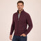 Stand Collar Ribbed Knit Merino Wool Zip-Up Cardigan for Men - Burgundy