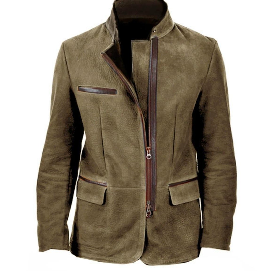 Stand Collar Tailored Zip-Up Jacket for Men