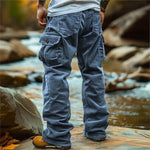 Straight Leg Cargo Jeans with Multiple Pockets for Men - View 2