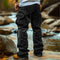 Straight Leg Cargo Jeans with Multiple Pockets for Men - Black