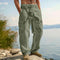 Straight Leg Cargo Trousers with Side Pockets for Men - Light Green