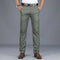 Straight Leg Cotton Blend Trousers Slim Fit for Men - Green