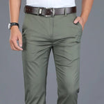 Straight Leg Cotton Blend Trousers Slim Fit for Men