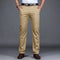 Straight Leg Cotton Blend Trousers Slim Fit for Men - Khaki