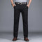 Straight Leg Cotton Blend Trousers Slim Fit for Men - Black