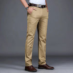 Straight Leg Cotton Blend Trousers Slim Fit for Men - View 4