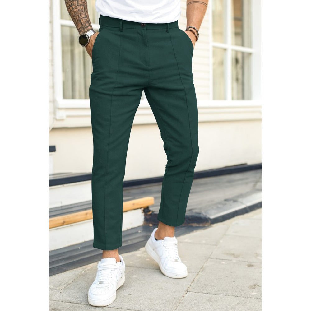 Straight Leg Cropped Trousers for Men - Green