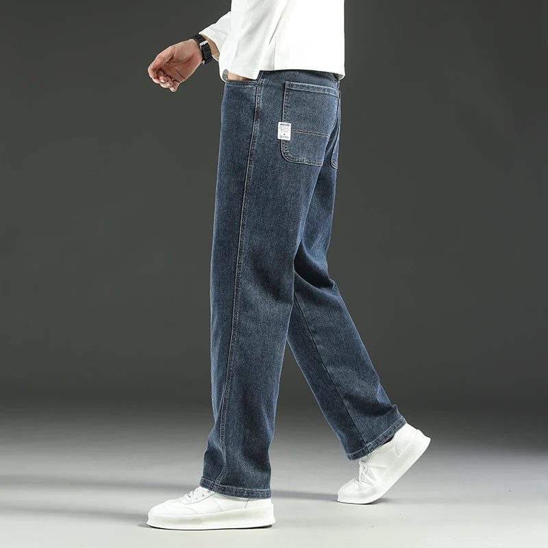 Straight Leg Denim Jeans with Stretch for Men