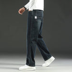 Straight Leg Denim Jeans with Stretch for Men - Black