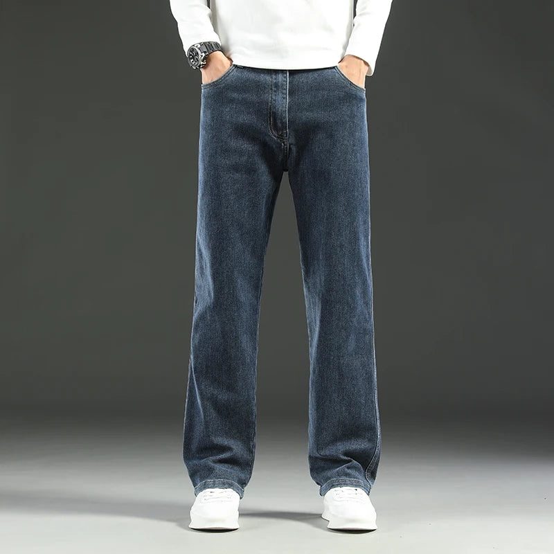 Straight Leg Denim Jeans with Stretch for Men - View 2