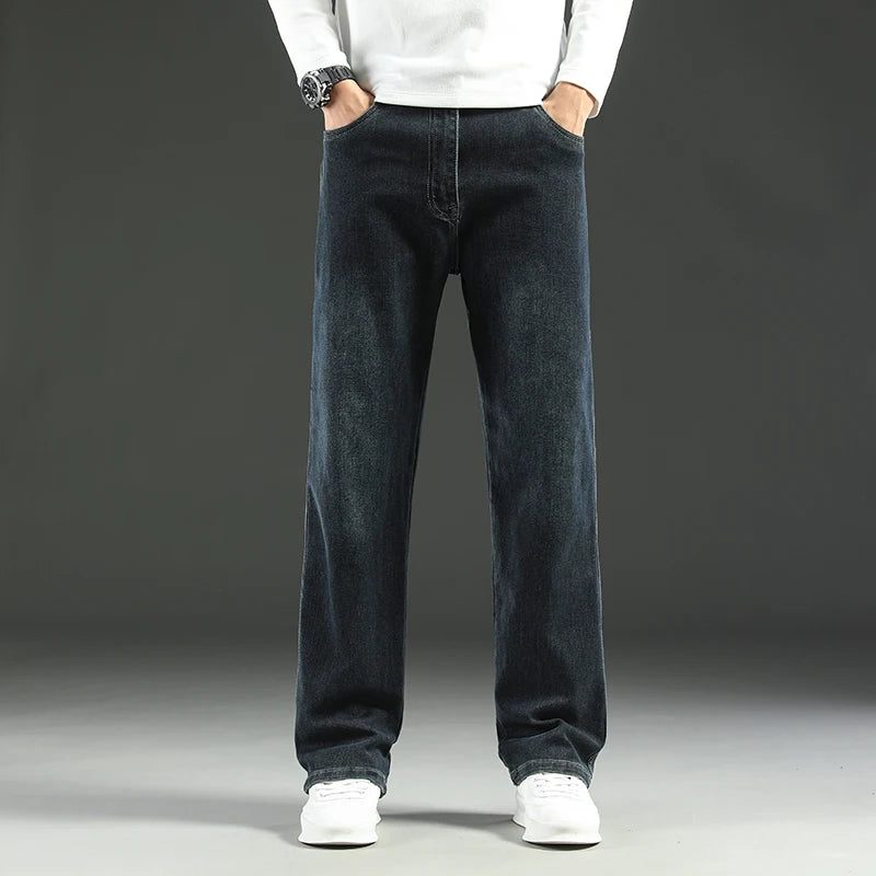 Straight Leg Denim Jeans with Stretch for Men - View 4