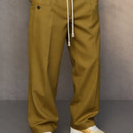 Straight Leg Drawstring Trousers for Men - Khaki