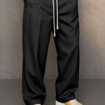 Straight Leg Drawstring Trousers for Men - Black
