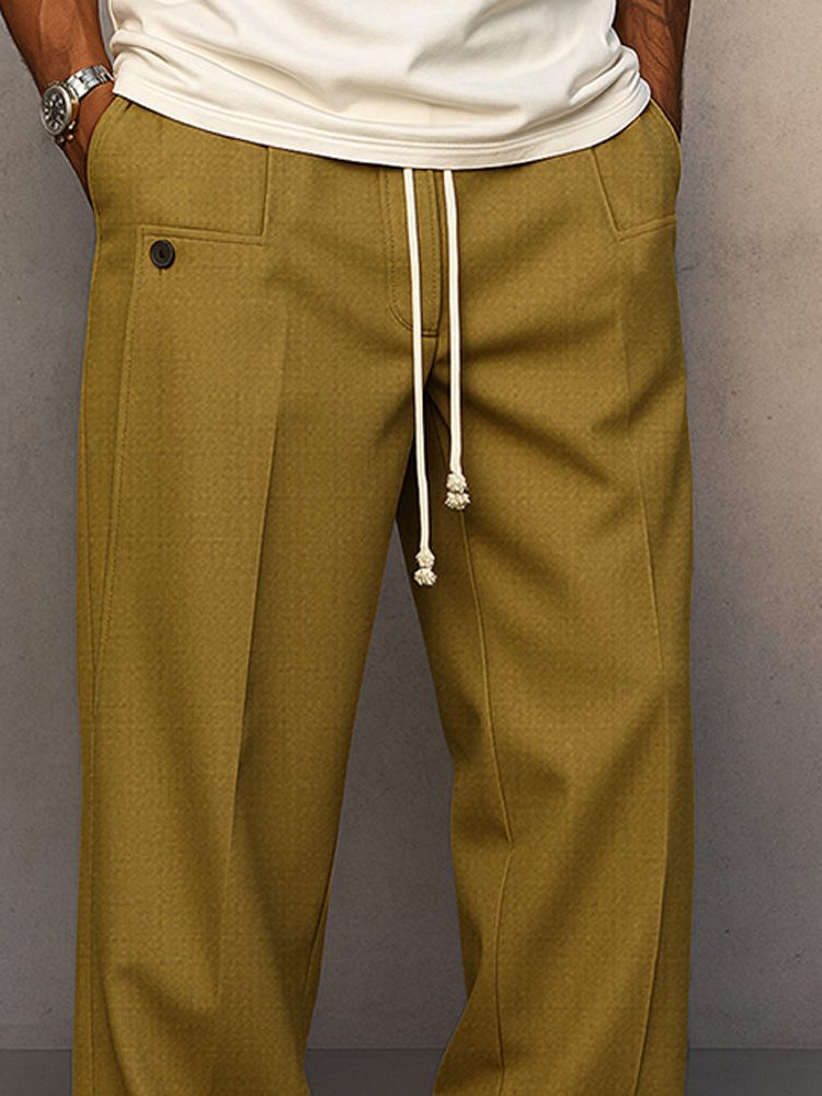 Straight Leg Drawstring Trousers for Men - View 8