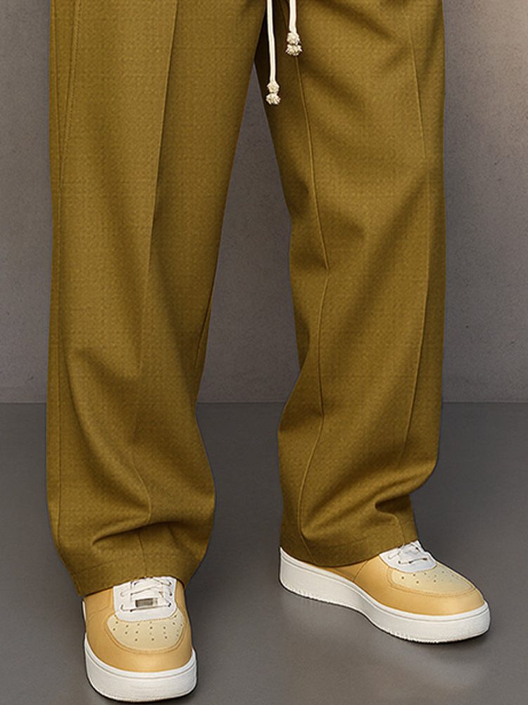 Straight Leg Drawstring Trousers for Men - View 9