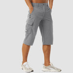 Stretch Fit Cargo Shorts with Welt Pockets for Men - Light Grey