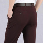 Stretch Slim Fit Elastic Waist Trousers for Men - Dark Brown