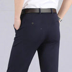 Stretch Slim Fit Elastic Waist Trousers for Men - Navy Blue