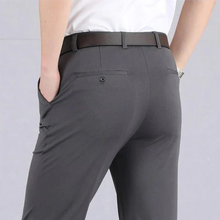 Stretch Slim Fit Elastic Waist Trousers for Men - Gray