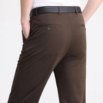 Stretch Slim Fit Elastic Waist Trousers for Men - Brown