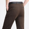 Stretch Slim Fit Elastic Waist Trousers for Men - Brown