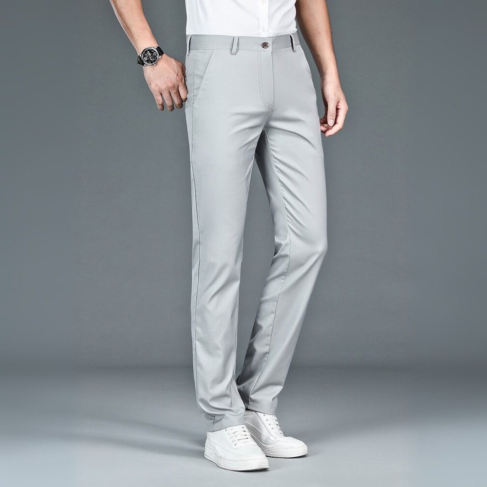 Stretch Straight Leg Bamboo Dress Pants for Men - Gray