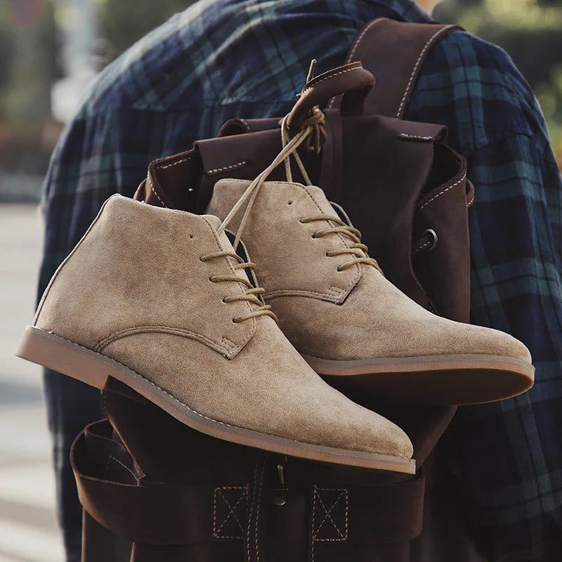 Suede Ankle Boots Lace-Up for Men