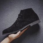 Suede Ankle Boots Lace-Up for Men - Black