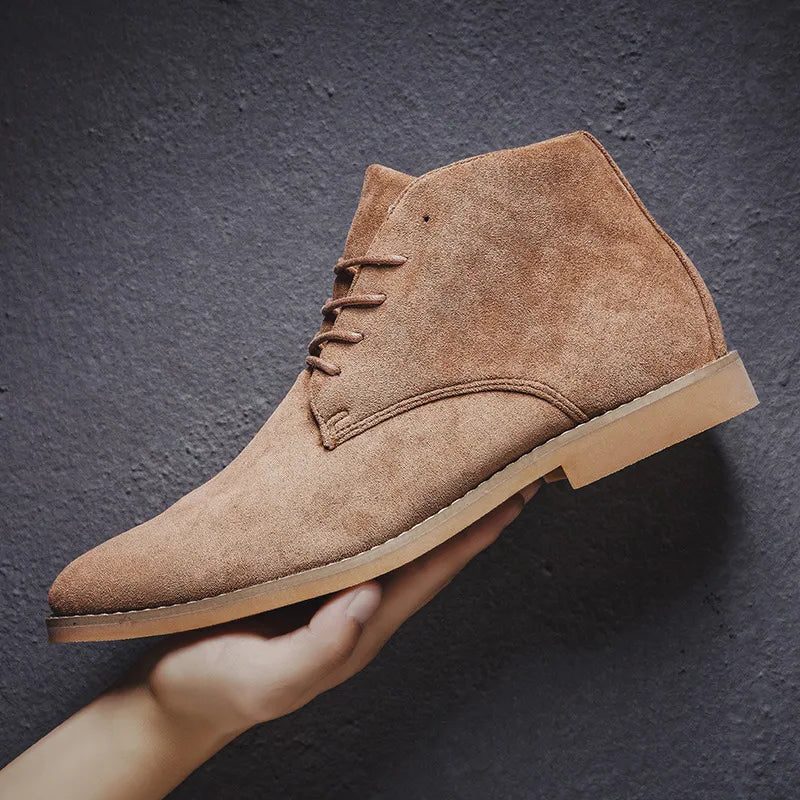 Suede Ankle Boots Lace-Up for Men - Brown