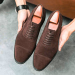Suede Cap Toe Lace-Up Oxford Shoes for Men