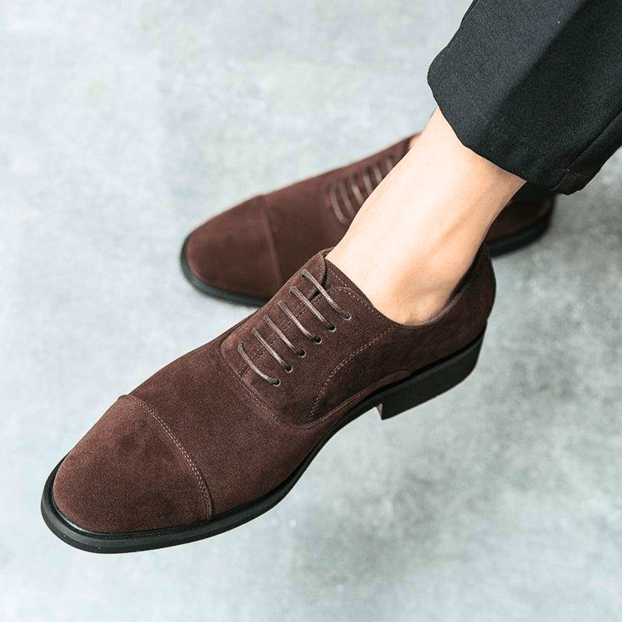 Suede Cap Toe Lace-Up Oxford Shoes for Men - View 5