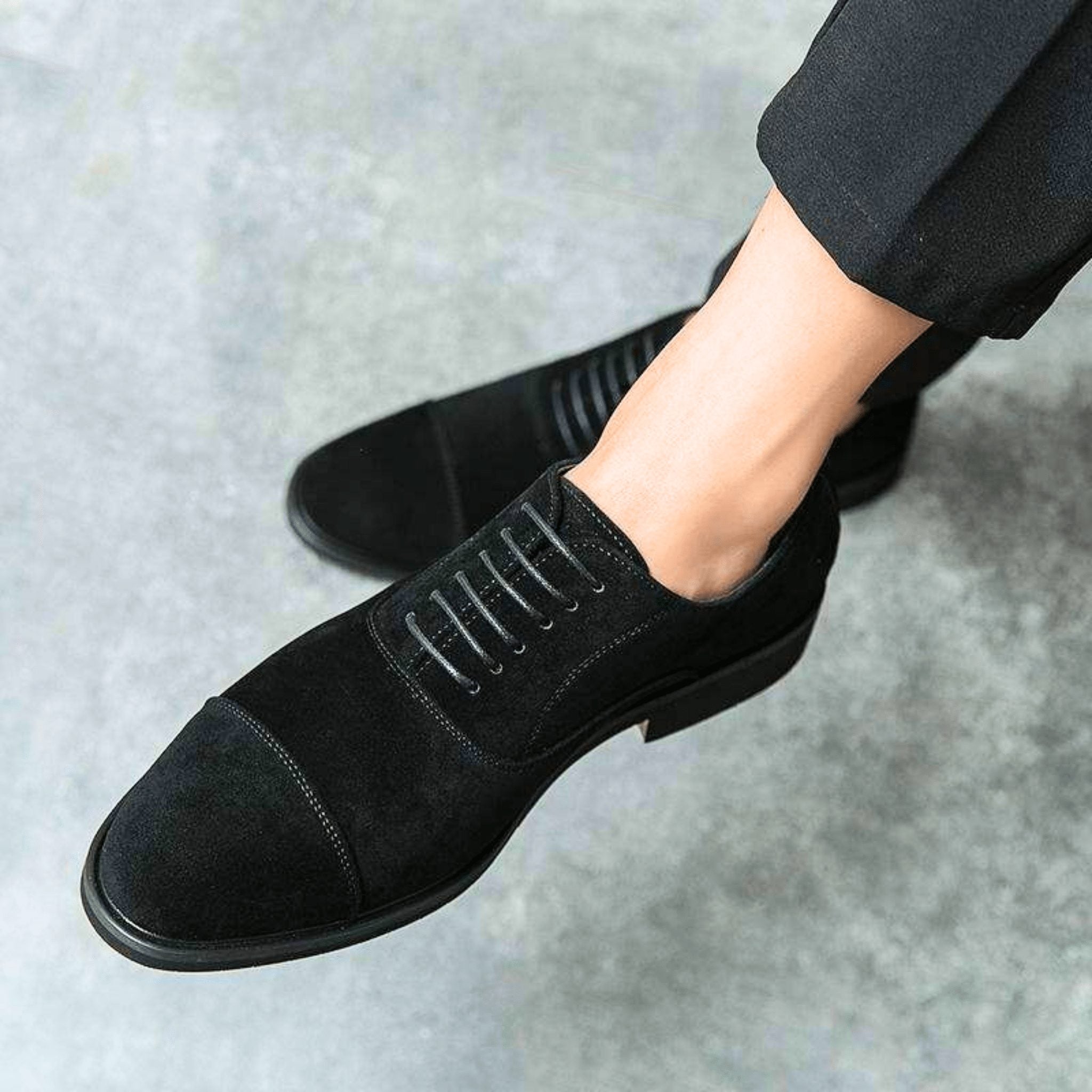 Suede Cap Toe Lace-Up Oxford Shoes for Men - View 7