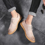 Suede Lace-Up Wingtip Brogue Shoes for Men - View 11