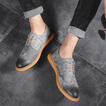 Suede Lace-Up Wingtip Brogue Shoes for Men - View 2