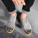 Suede Lace-Up Wingtip Brogue Shoes for Men - View 4