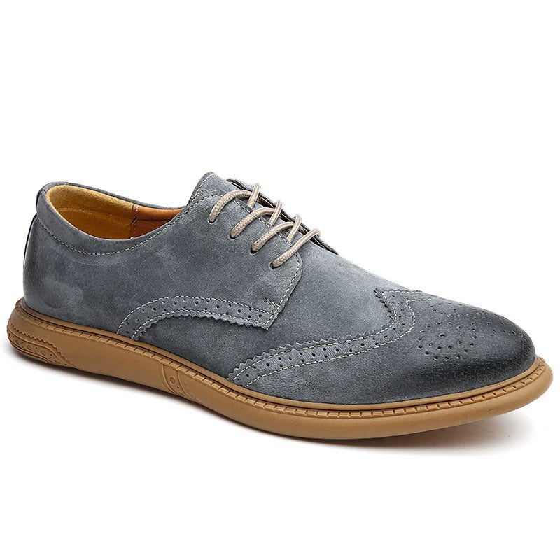 Suede Lace-Up Wingtip Brogue Shoes for Men - View 5