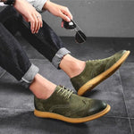 Suede Lace-Up Wingtip Brogue Shoes for Men - View 6