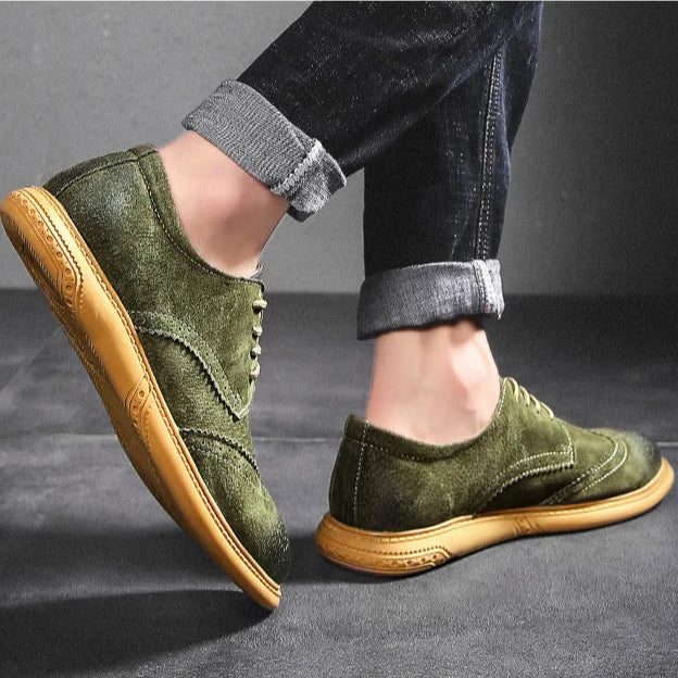 Suede Lace-Up Wingtip Brogue Shoes for Men - View 7