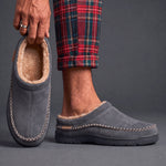 Suede Slip-On Mule Winter Slippers with Faux Fur Lining for Men - View 10