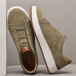 Suede Slip-On Sneakers with Elastic Panels for Men - View 11