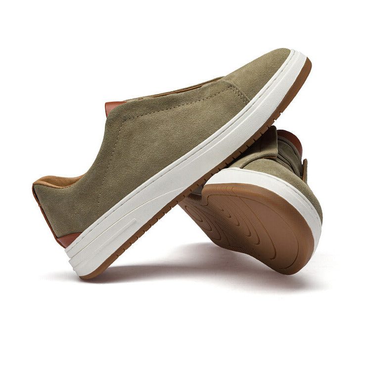 Suede Slip-On Sneakers with Elastic Panels for Men - View 12