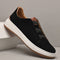 Suede Slip-On Sneakers with Elastic Panels for Men - Black